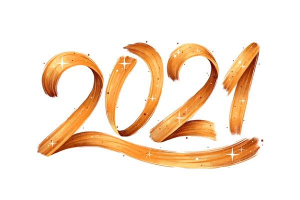 水彩笔刷2021新年背景