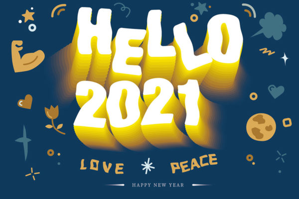 hello 2021年新年矢量插画（Ai）