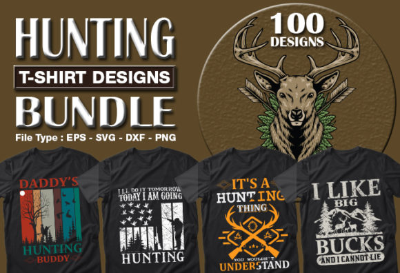 100种狩猎T恤图案设计素材包