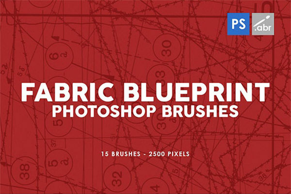 15种织物蓝图纹理Photoshop印章笔刷