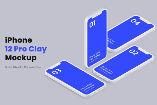 高品质的多角度2.5D等轴等距iPhone 12 Pro APP UI样机展示模型mockups