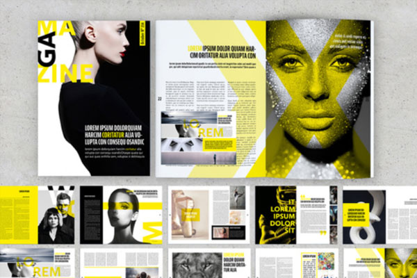 黄色配色方案生活与现代杂志画册设计模板