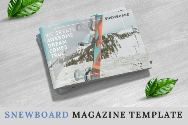 滑雪主题创意杂志手册排版设计模板