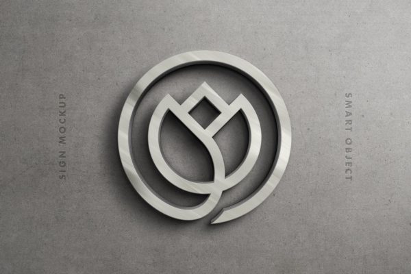 纯银金属质感的高皮质logo标志设计VI样机展示模型mockups