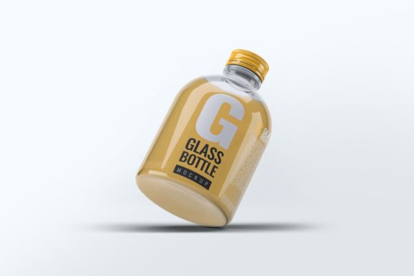 玻璃瓶类的产品包装/标签设计展示样机（PSD）