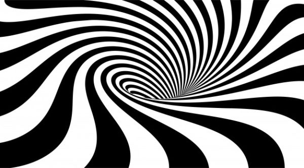 黑白条纹漩涡形状3D视错觉矢量背景[eps]