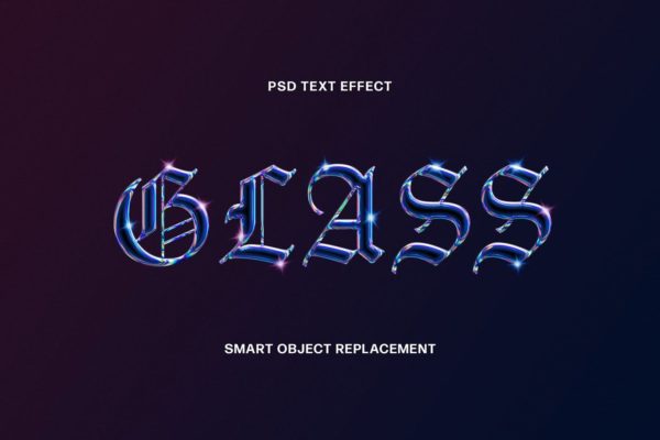 全息3D立体玻璃文字效果图层样式