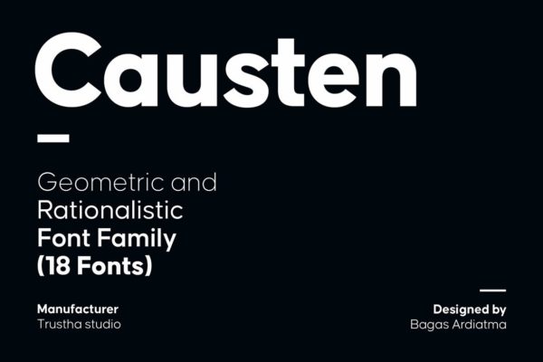 高端时尚多用途的无衬线几何Causten字体家族