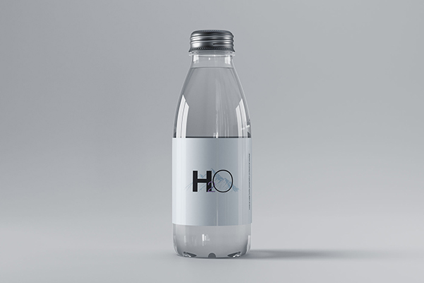 高品质的玻璃质感水瓶包装设计VI样机展示模型mockups