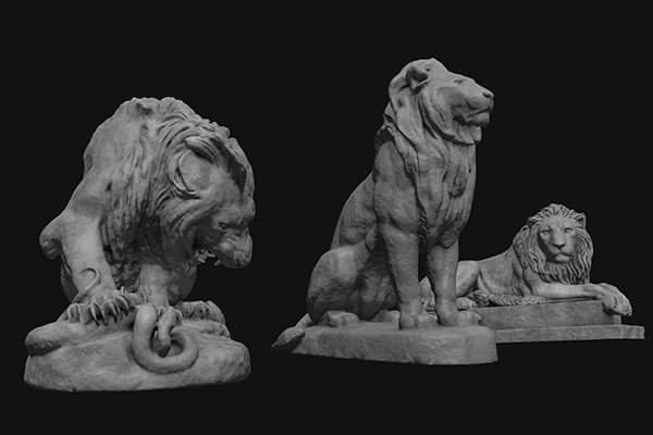 免费的石像狮子3D模型下载（C4D,FBX）