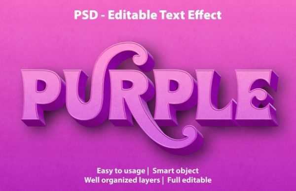 立体紫色文本效果样式[PSD]