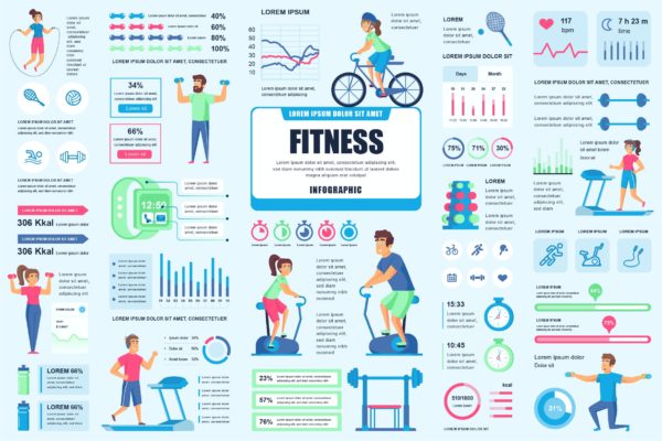 健身运动信息数据图表（AI,EPS,JPG,PNG,PDF,SVG）
