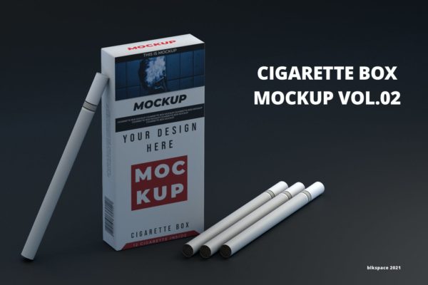 高品质的烟盒包装设计VI样机展示模型mockups
