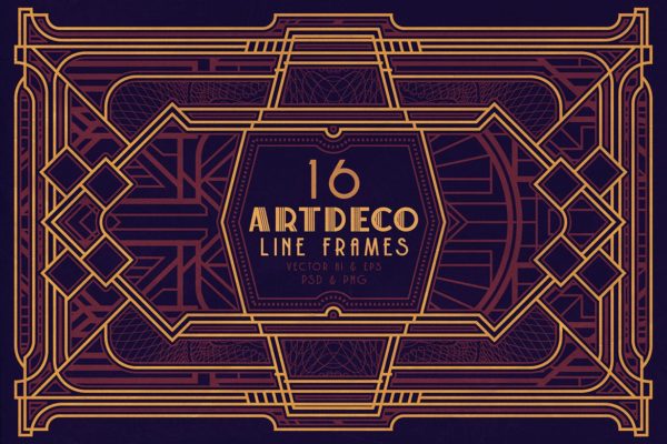 16个高品质的复古奢华ArtDeco欧式复古房地产矢量背景底纹纹理集合