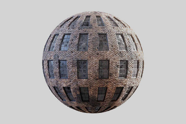 砖墙与裂缝的窗户PBR纹理