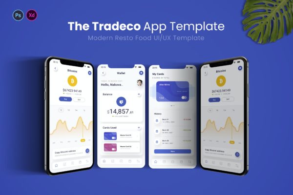 Tradeco手机应用程序样机 (PSD,XD)