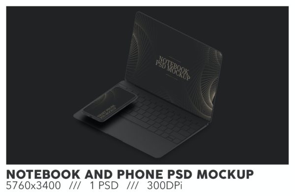 笔记本电脑与手机模型(PSD)