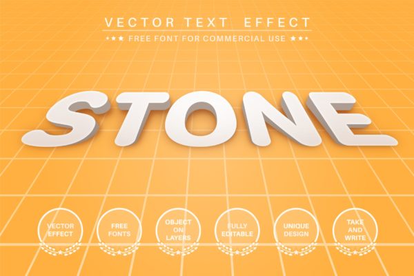 3D石头风格字体PS图层样式 (AI,EPS)