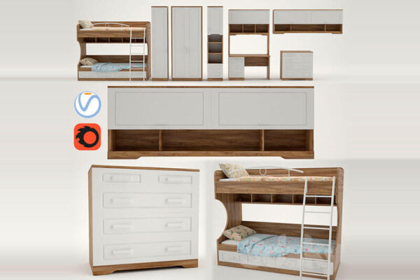 普罗旺斯的儿童房家居（柜子,床）3D模型下载（MAX，FBX）