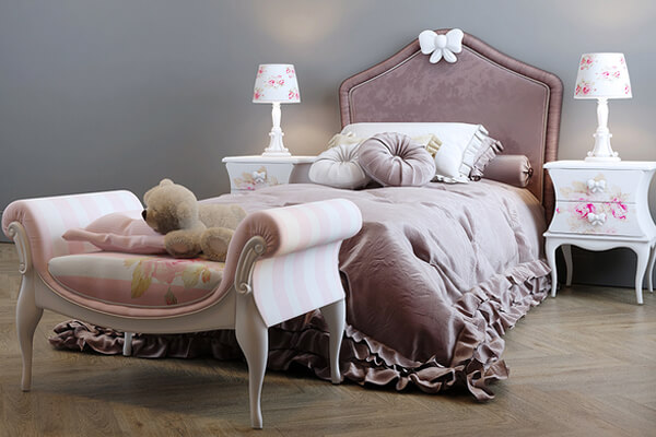 公主风格的儿童居家床+床头柜套装下载(MAX,OBJ)