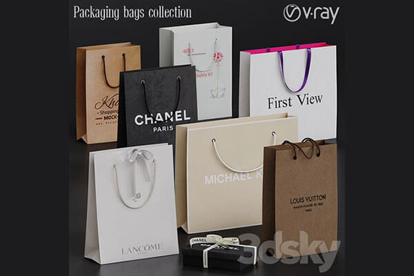 购物袋纸袋3D模型下载（FBX，MAX）