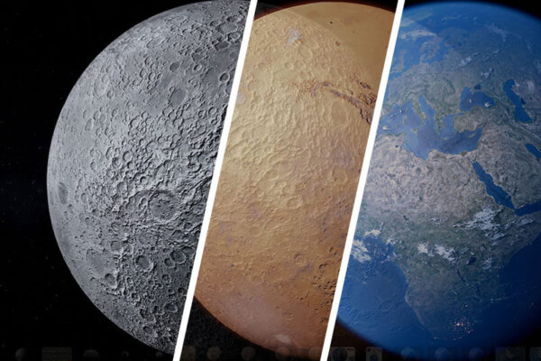 地球、月球、火星 三大行星3D模型+材质贴图下载（C4D）