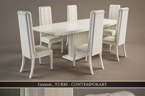 现代简约轻奢风餐桌餐椅套装3D模型下载（OBJ,MAX,FBX）