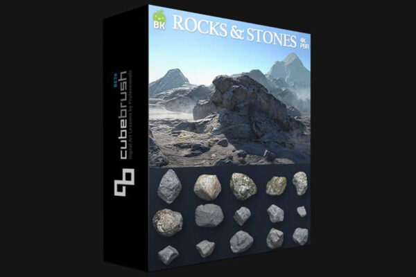 各种各样的石头模型+PBR材质下载（FBX，2.5GB）