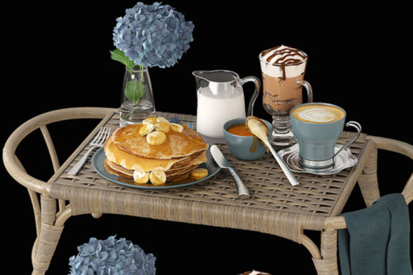 西式床上早餐桌面3D模型套装免费下载(MAX,FBX)