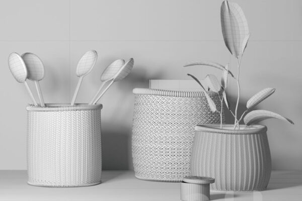 3D篮筐编制类摆件模型下载（FBX，MAX）