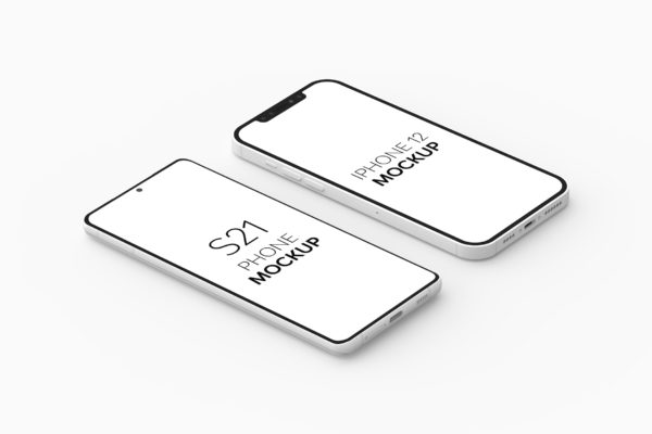 三星S21 & iPhone 12手机样机组合（PSD）