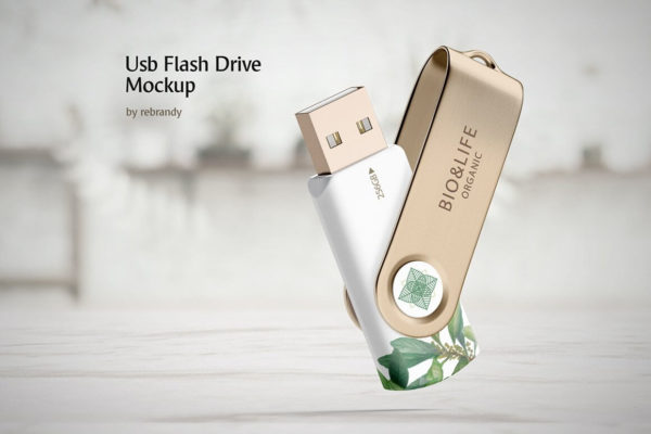旋转金属USB闪存盘设计样机[PSD]