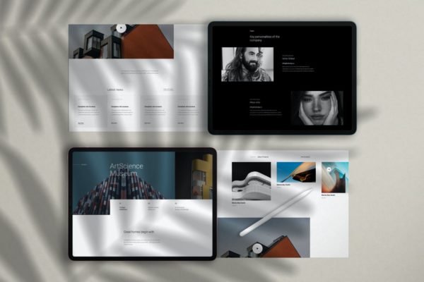 时尚高端Apple iPad Pro和Paper Scene Generator UI样机展示模型mockups