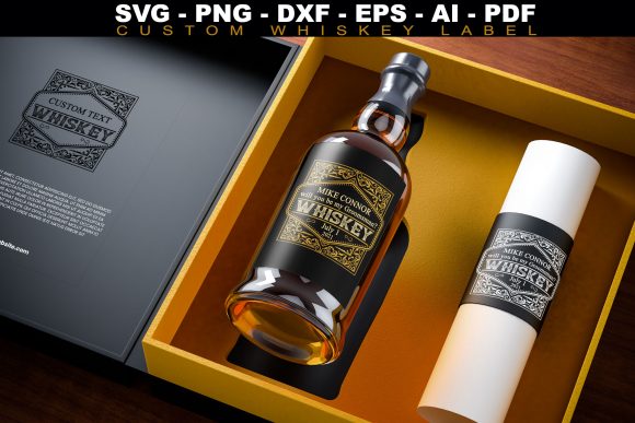 自定义威士忌酒瓶标签SVG图形素材