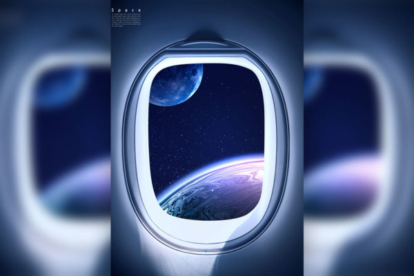 飞机窗户流体星球背景图素材 (psd)
