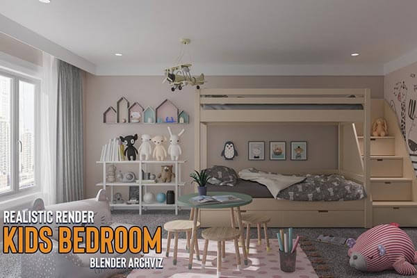 时尚可爱的儿童卧室Blender模型下载（blend）