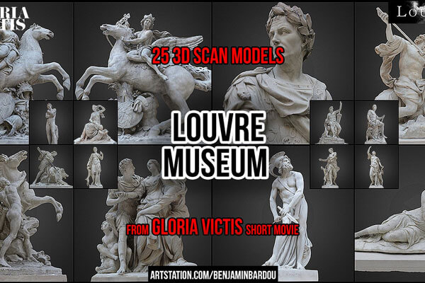 罗浮宫博物馆各类雕塑与场景合集下载（OBJ）