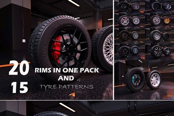 多种运动风格轮胎轮毂3D模型包下载(FBX,OBJ)
