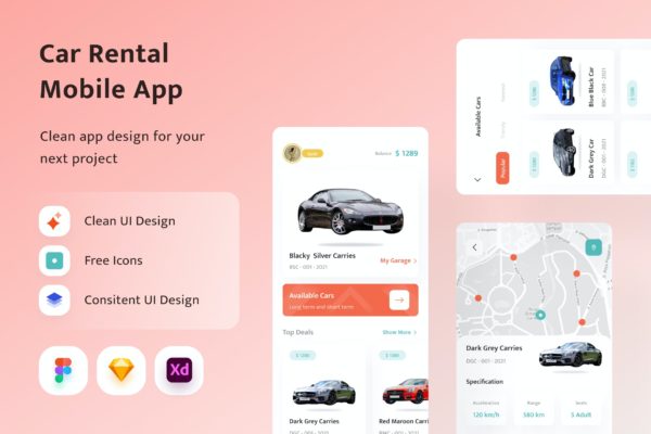 Car Rental Mobile App（FIG,SKETCH,XD）