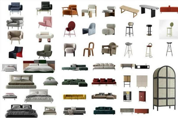 1230 种 3Ds max室内设计必备的家具模型套装下载（max,11GB）