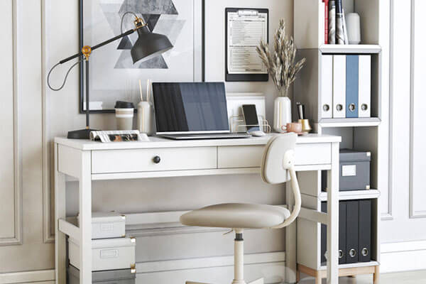 宜家风格的工作台写字台书柜组合3D模型下载（MAX,OBJ）