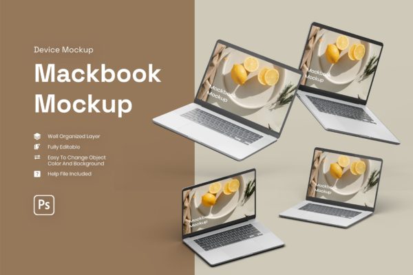 3D Macbook电脑产品样机(PSD)