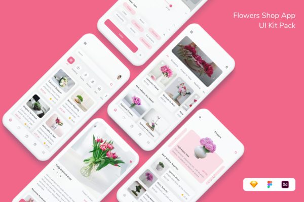 花店 App UI Kit 套装 (FIG,SKETCH,XD)