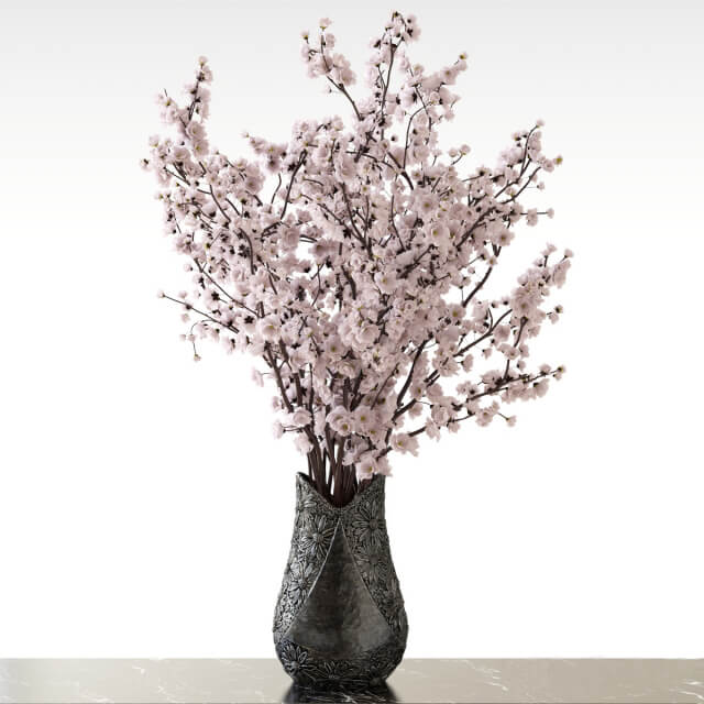 花瓶中的樱花束3D模型（OBJ,FBX,MAX）