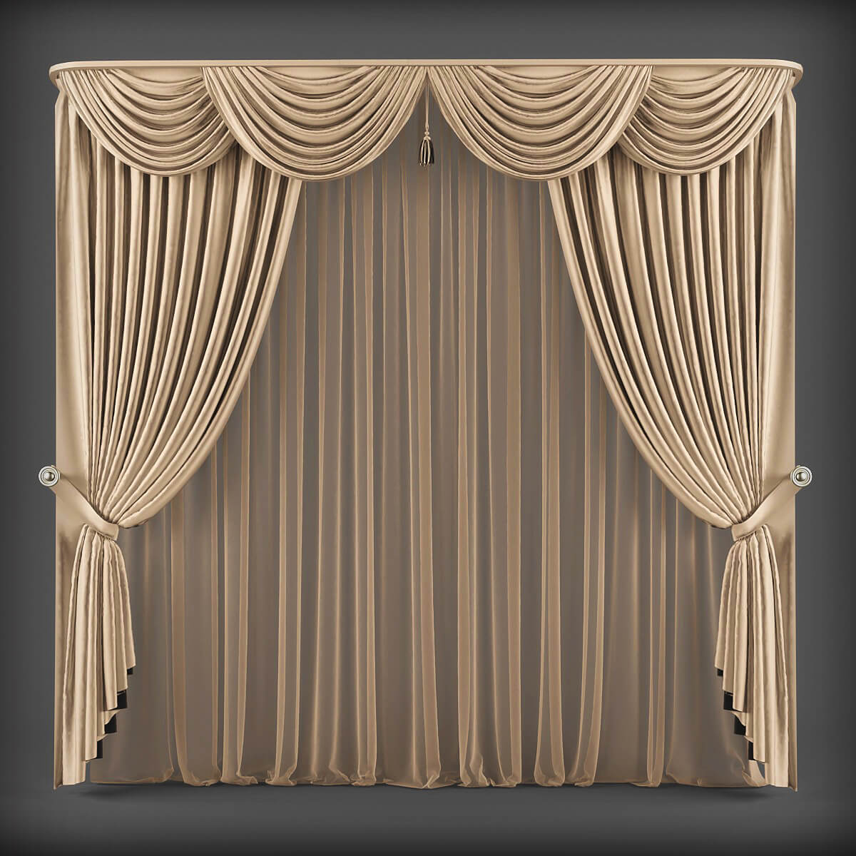 浅棕色窗帘3D模型（OBJ,FBX,MAX）