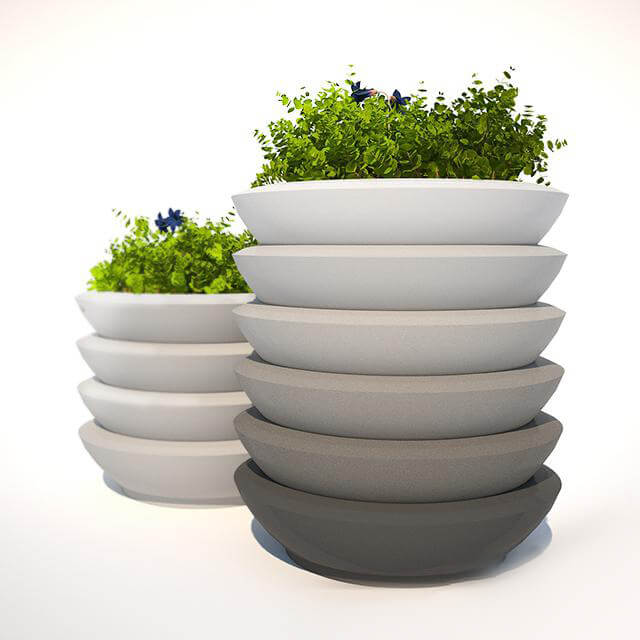 重叠陶罐上的植物3D模型（OBJ,FBX,MAX）