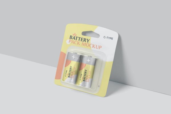 高品质的C型电池包装设计VI样机展示模型mockups