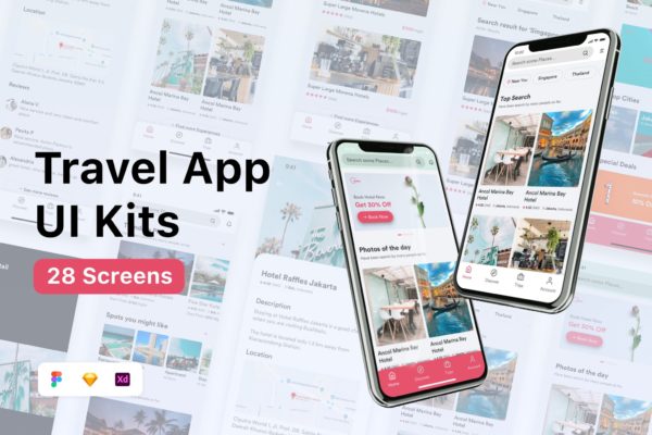 旅行App UI Kits (XD,SKETCH)