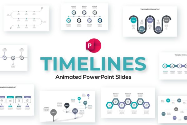 时间线图表PowerPoint演示模板01 (PPTX,PPT)