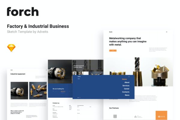 工厂工业网页设计模板UI (SKETCH)